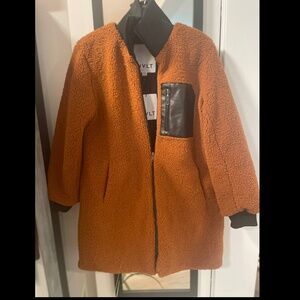 NVLT Teddy Puffer Coat Zip Brown Medium Vegan